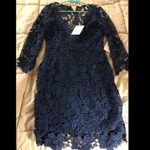 Navy Blue Crochet Dress